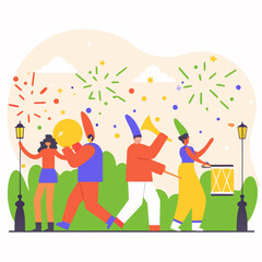 New Year Street Parade with Marching Bands