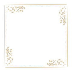 Square floral frame with botanical corner accents. Elegant decorative border.