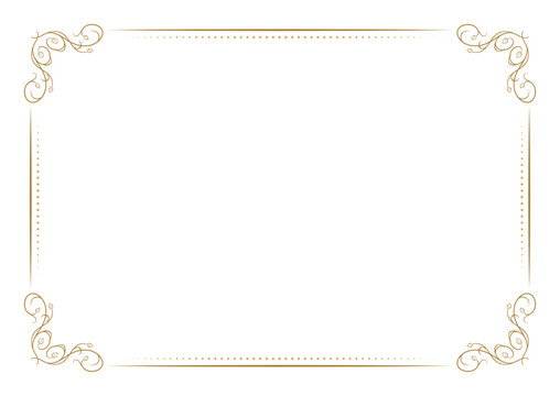 Elegant rectangular frame with ornamental corner swirls. Classic decorative border.