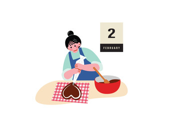 バレンタインチョコを作る女の子