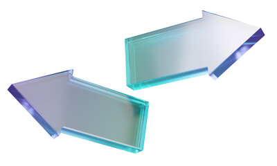 Arrow icon hologram gradient glass choice navigation search pointer technology website digital online. 3D rendering illustration