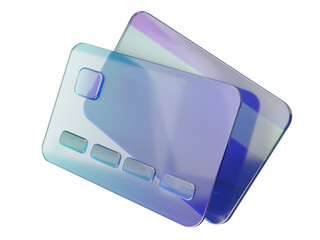 Credit card glass futuristic hologram design isolated on transparent background png. Economy ecommerce financial money shop payment transaction. 3d render illustration