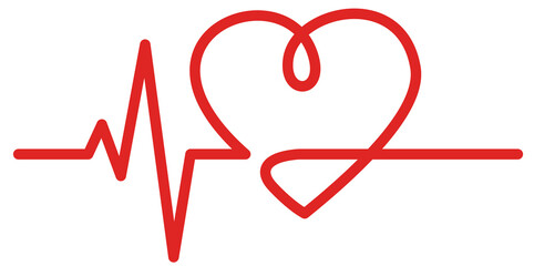 Heartbeat line pulse with heart shape: medical and health concept, pulse of life