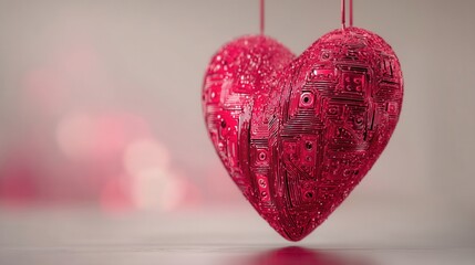 valentine day in the future concept. Colorful heart with intricate patterns and a soft background.