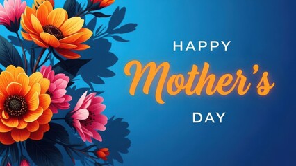 Vibrant floral mother's day greeting card with orange and pink flowers