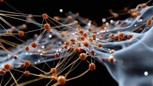 Abstract Network of Connections: A visually stunning depiction of intricate connections. Illustrating interconnectedness. A compelling representation of networking, technology, and abstract concepts.