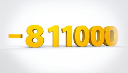 3D rendered negative number eight hundred eleven thousand on white background.