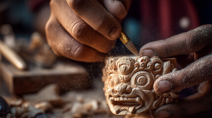 Celebrating Anniversary Denpasar City, Indonesia with Intricate Wood Carvings and Crafts