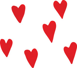 Scattered Hand-Drawn Red Hearts