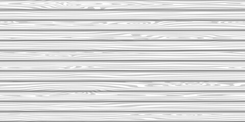 Wood plank wall, horizontal slats, wood texture seamless pattern, gray shades, vector design