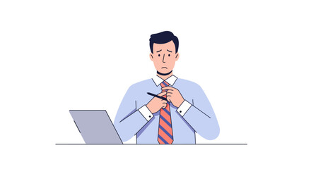 Man in Business Attire Working on Laptop.