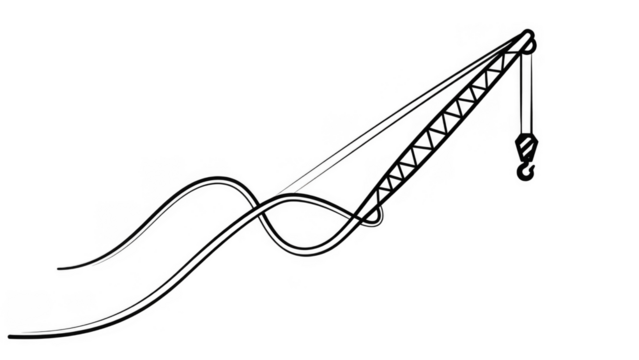 Crane lifting heavy cable with hook isolated on transparent background - Powered by Adobe