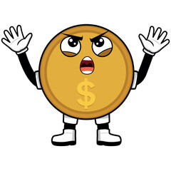 Fototapeta premium COIN CARTOON WITH EXPRESSION SO ANGRY
