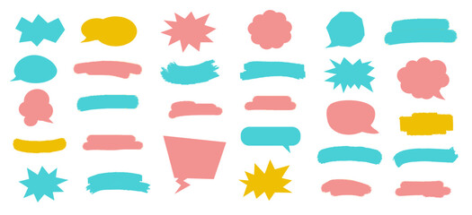 speech bubble comic set, ribbon grunge vector