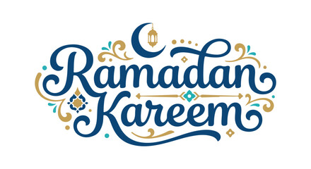 Elegant Ramadan Kareem Greeting with Moon and Ornate Flourishes
