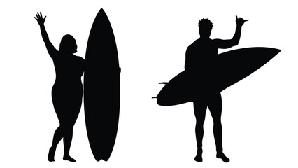 Surfers in action with boards on sunny day