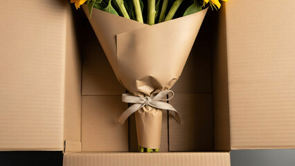 Surprise Bouquet of Sunflowers Carefully Packed for Delivery