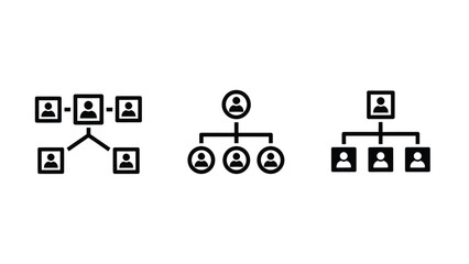 Organizational charts with people icons and connections