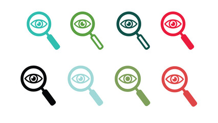 Magnifying glasses with eyes for search and investigation