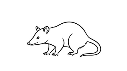 Obraz premium Black and white opossum illustration on white background