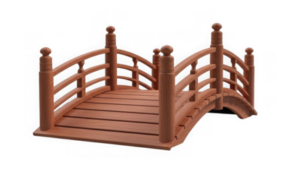 Miniature wooden bridge model isolated on transparent background