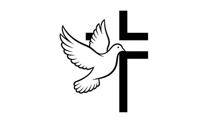 Dove and cross symbol religious concept illustration