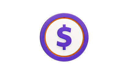 3D Purple Dollar Coin Icon