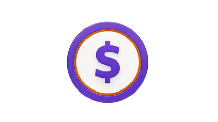 3D Purple Dollar Coin Icon