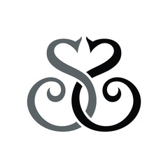 Elegant Intertwined Symmetrical Swirls SS Logo