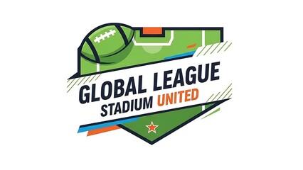 Global league stadium united logo design on white background