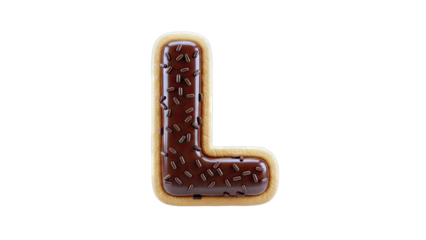 Letter L Cookie with Chocolate Glaze and Sprinkles