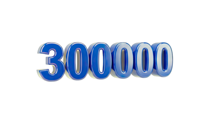 3D 300000 number render on transparent background