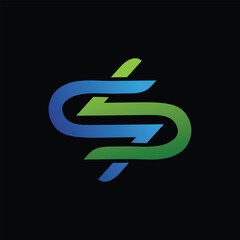 Abstract Intertwined S Symbol with Blue Green Gradient