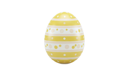 Yellow Easter Egg with Stripes and Dots Pattern