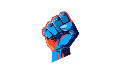 Raised fist illustration symbolic gesture on white background