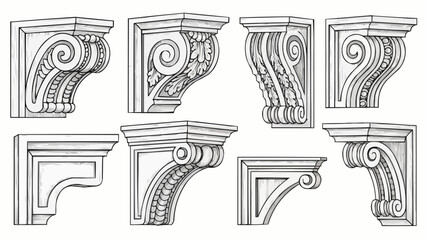 Collection of Architectural Corbel Designs with Ornate Details.