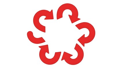 Red arrows forming a circular design on white background