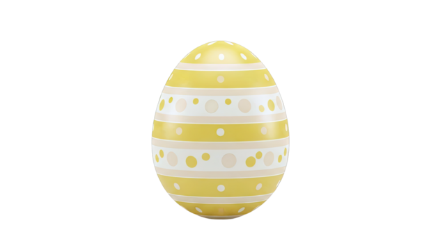 Yellow Easter Egg with Stripes and Dots Pattern - Powered by Adobe