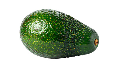 Isolated vibrant green avocado on a black background, with detailed textured skin