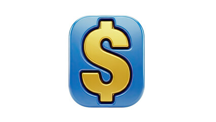 Obraz premium Golden Dollar Sign Icon on Blue Background