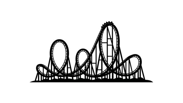 Rollercoaster silhouette against white background vector