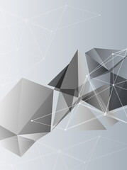 Abstract Grey Low Poly Geometric Background with Network Connections
