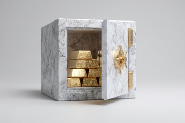 Gold bars inside a safe, wealth and financial concept.