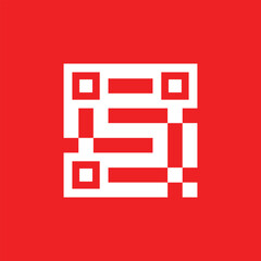 Abstract Red and White Digital Code Symbol
