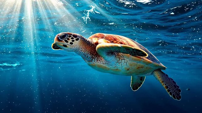 Sea turtle swimming in ocean