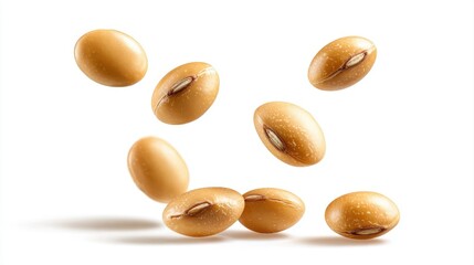 Obraz premium Soybeans levitate isolated on a white background.