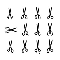 Hair Cutting Scissors Icons Collection