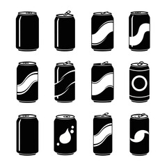 Beverage Can Assortment Icons Set