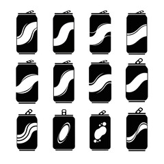 Beverage Can Packaging Icons Collection