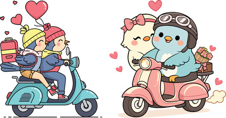 Cute Bird Couple Valentine Vector